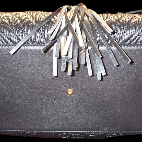 Valentino Orlandi Black Textured Shoulder Bag with Gold Details - Picture 5 of 5